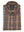 A folded long-sleeve plaid shirt by Vittelba & Spono, featuring a brown base with orange, blue, and beige stripes in a classic tartan pattern.