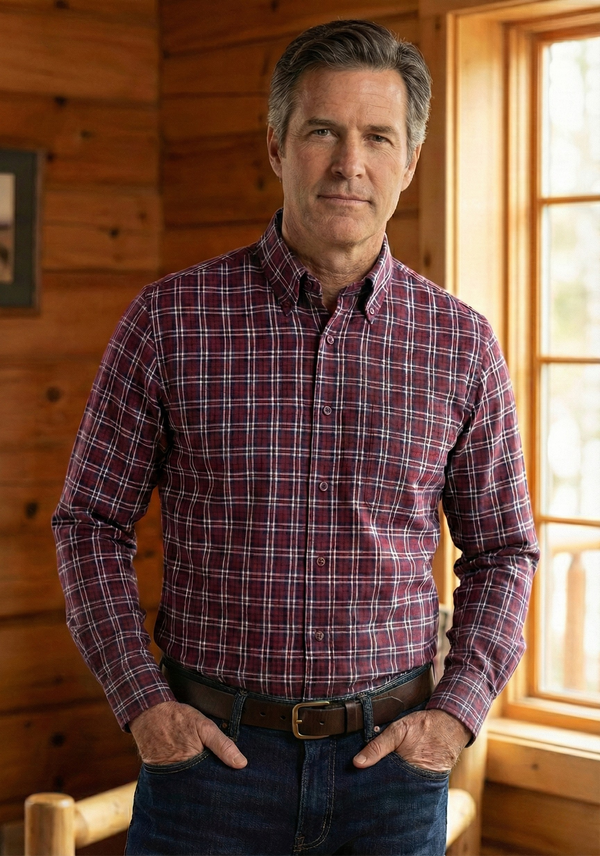 Viyella Wine Made in Canada Check Shirt