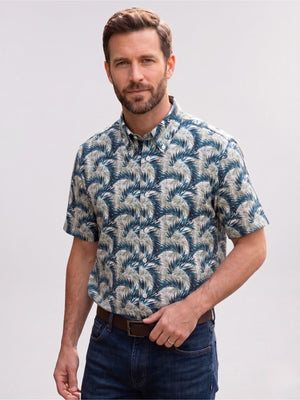 Viyella Made in Canada Short Sleeve Jungle Print Shirt with Stretch
