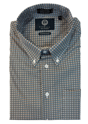 Viyella Made in Canada Short Sleeve Multi Diamond Shirt with Stretch
