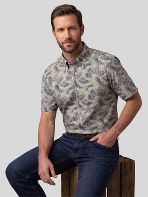 Viyella Made in Canada Shrub Print Short Sleeve Shirt with Stretch