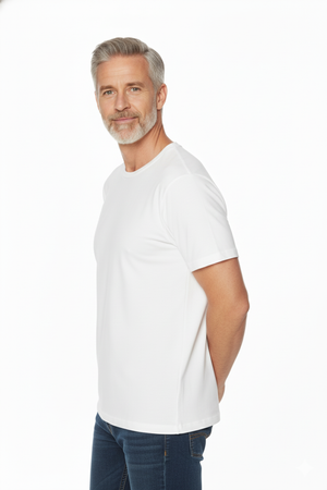 T-shirt à col rond Viyella en coton Pima uni (coupe plus serrée)