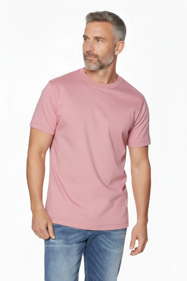 T-shirt à col rond Viyella en coton Pima uni (coupe plus serrée)