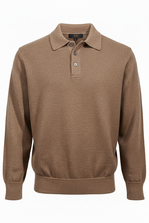 Pull polo basique en laine Baruffa de Viyella avec bordure en daim