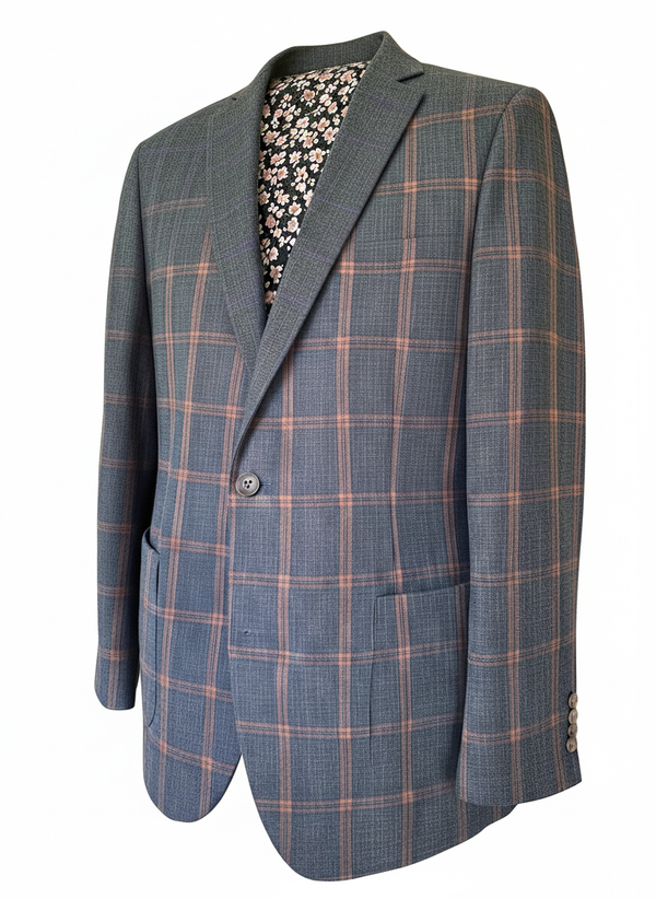 Viyella Red Window Pain Cotton Linen Silk Blazer