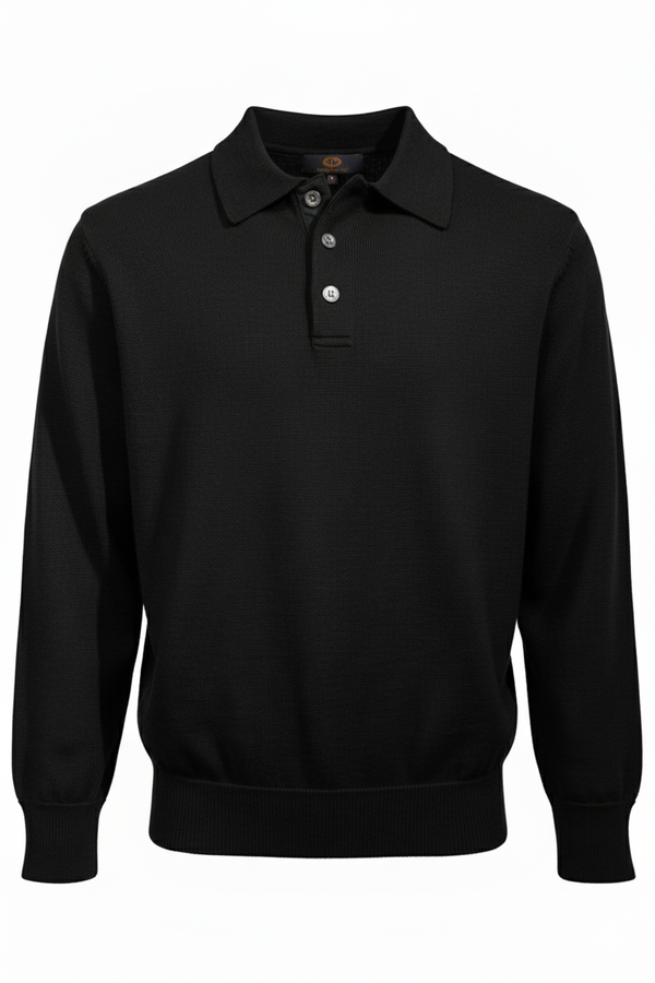 Viyella Baruffa Wool Basic Polo sweater with Sued Trim