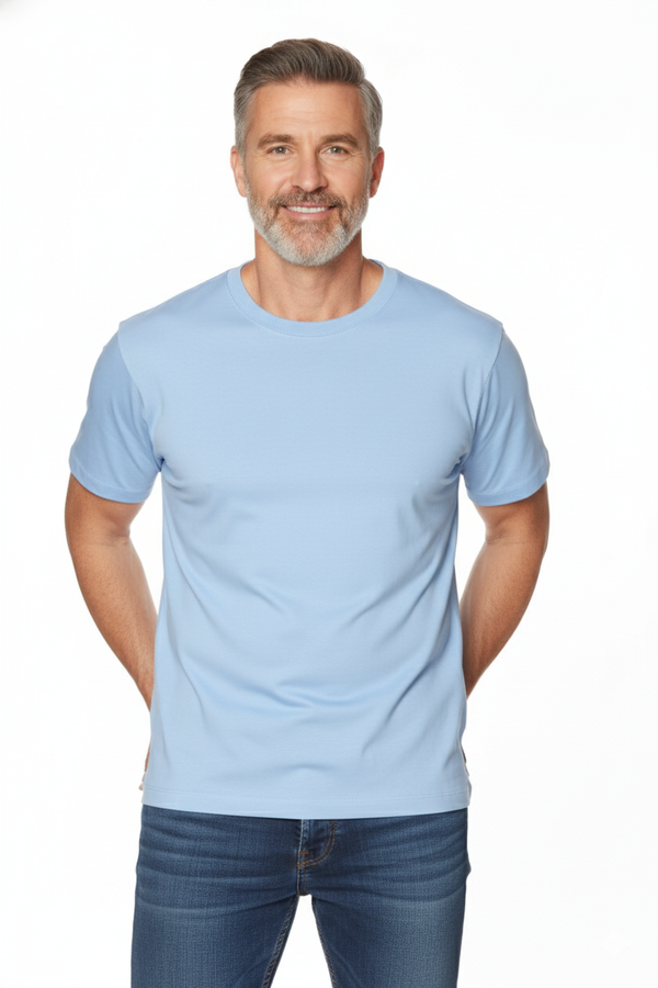 T-shirt à col rond Viyella en coton Pima uni (coupe plus serrée)