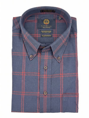 Chemise Viyella à carreaux bleus et rouges, fabriquée au Canada