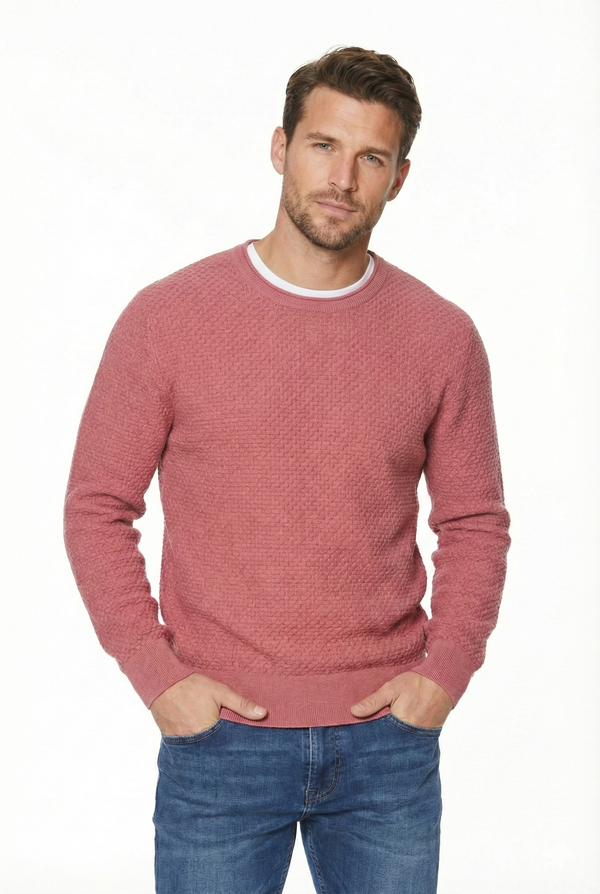 Leo Chevalier Crewneck Textured Cotton Sweater