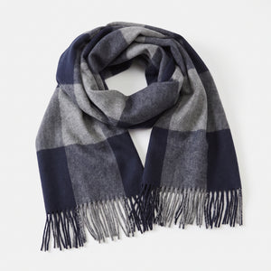 Viyella 100% Baby Alpaca Blue Checkered Scarf