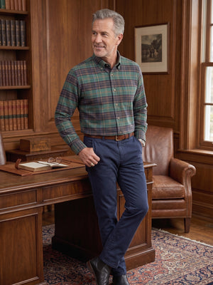 Viyella 1894 Made in Canada Teal Green Plaid Shirt