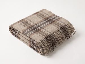 Viyella 100% Baby Alpaca Light Beige Tartan Scarf