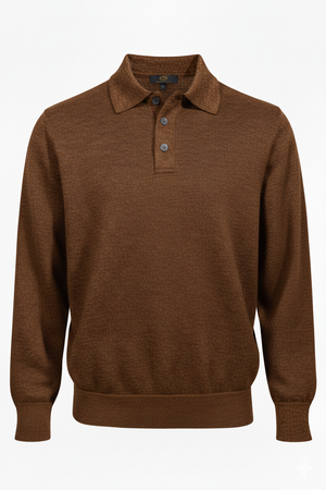 Pull polo basique en laine Baruffa de Viyella avec bordure en daim