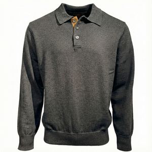 Pull polo basique en laine Baruffa de Viyella avec bordure en daim