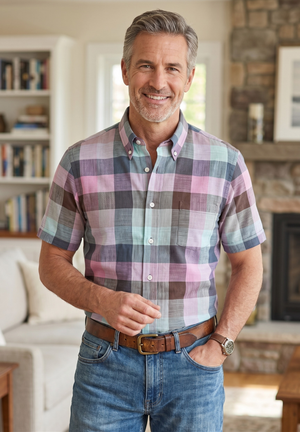 Chemise Viyella bleu aqua fabriquée au Canada