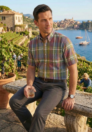 Viyella 100% Madras Cotton Multi Plaid Shirt