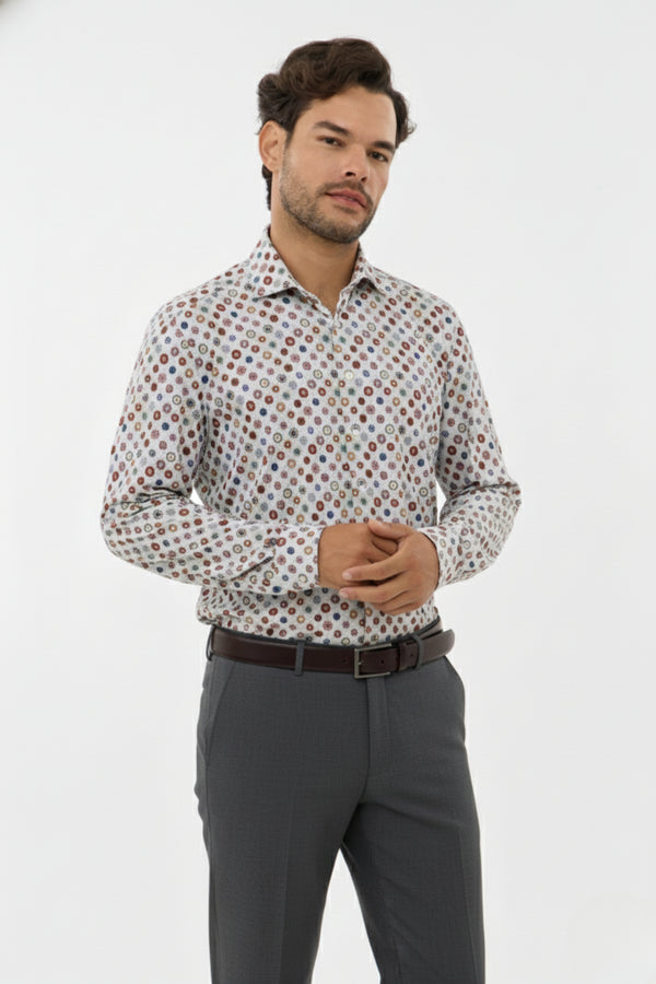 Leo Chevalier Iconic Stretch Multi Circle Print Shirt