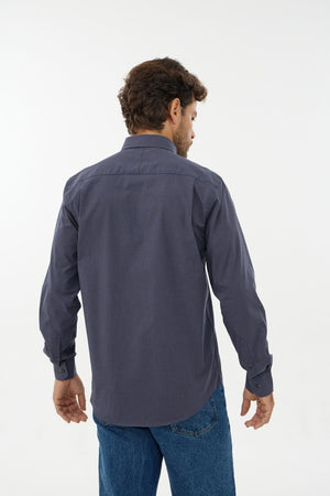 Leo Chevalier 100% Cotton Non-Iron Navy Check Shirt