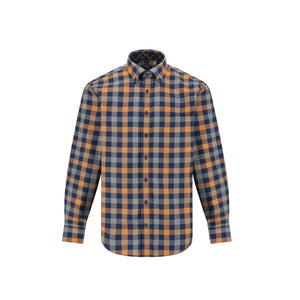Leo Chevalier 100% Brushed Cotton Non-Iron Orange Check Shirt