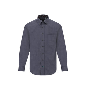 Leo Chevalier 100% Cotton Non-Iron Navy Check Shirt