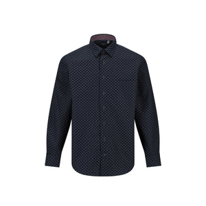 Leo Chevalier 100% Cotton Non-Iron Navy Diamond Print Shirt