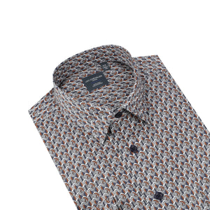 Leo Chevalier 100% Cotton Non-Iron Orange Leaf Print Shirt