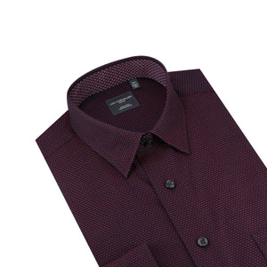 Leo Chevalier 100% Cotton Non-Iron Red Textured Dot Shirt