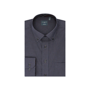 Leo Chevalier 100% Cotton Non-Iron Navy Check Shirt