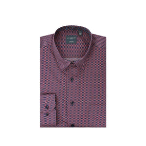 Leo Chevalier 100% Cotton Non-Iron Red with Navy Print Shirt