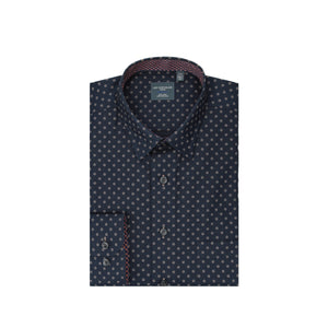 Leo Chevalier 100% Cotton Non-Iron Navy Diamond Print Shirt