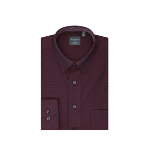 Leo Chevalier 100% Cotton Non-Iron Red Textured Dot Shirt