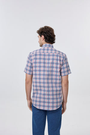 Leo Chevalier 100% Cotton Non Iron Multi Red Plaid