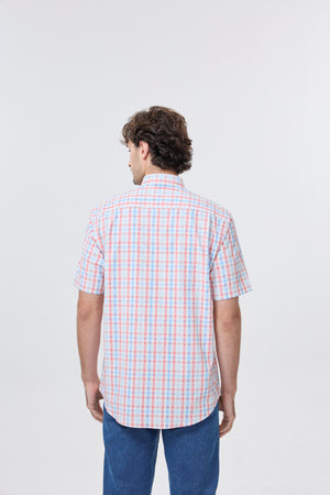 Leo Chevalier 100% Cotton Non Iron Red and Blue Checkered Shirt