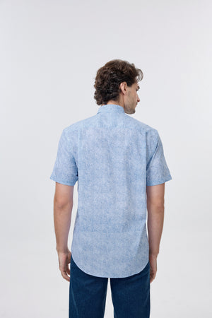 Chemise à manches courtes infroissable à imprimé nuage Leo Chevalier