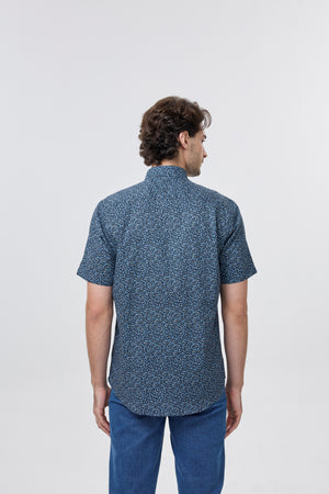 Leo Chevalier Blue Flowers Non Iron Shirt