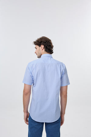 Leo Chevalier 100% Cotton Non Iron Blue Circle Print Shirt