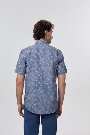 Leo Chevalier 100% Cotton Non Iron Faded Floral Print Shirt