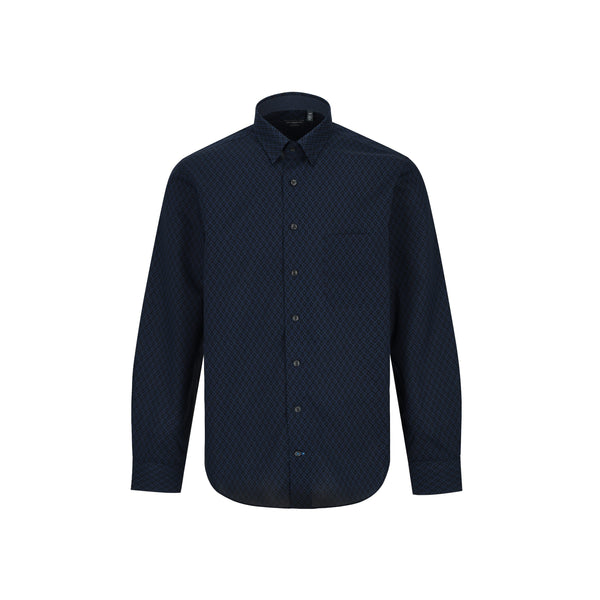 Leo Chevalier Navy Diamond Print Non Iron Shirt