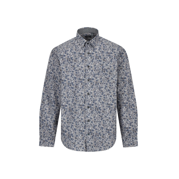 Leo Chevalier Grey Floral Print Non Iron Shirt