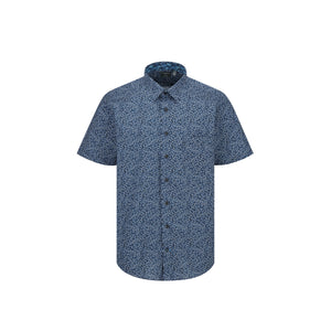 Leo Chevalier 100% Cotton Non Iron Navy Botanical Ditsy Print Shirt