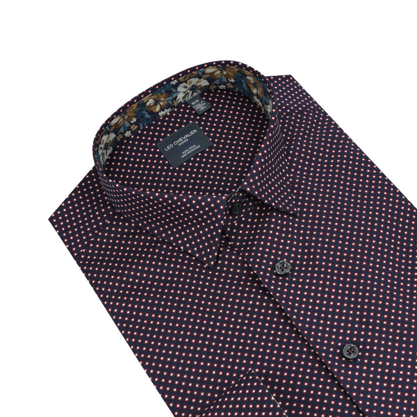 Leo Chevalier Maroon Dot Printed Non Iron Shirt