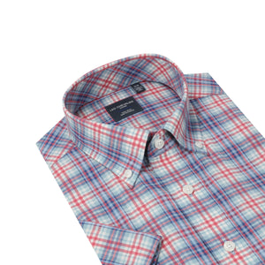 Leo Chevalier 100% Cotton Non Iron Multi Red Plaid