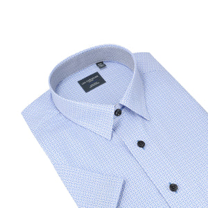 Leo Chevalier 100% Cotton Non Iron Blue Circle Print Shirt