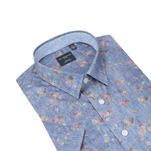 Leo Chevalier 100% Cotton Non Iron Faded Floral Print Shirt