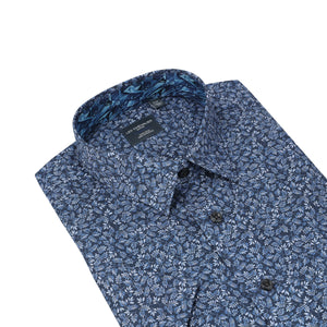 Leo Chevalier 100% Cotton Non Iron Navy Botanical Ditsy Print Shirt