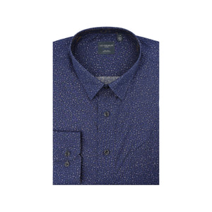Leo Chevalier  Non-Iron Blue Leaf Printed Shirt