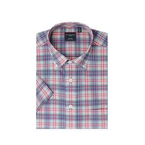 Leo Chevalier 100% Cotton Non Iron Multi Red Plaid