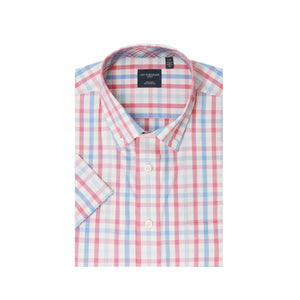 Leo Chevalier 100% Cotton Non Iron Red and Blue Checkered Shirt