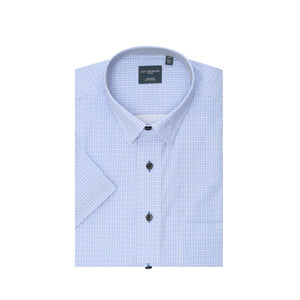 Leo Chevalier 100% Cotton Non Iron Blue Circle Print Shirt