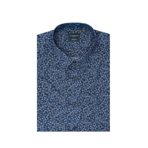 Leo Chevalier 100% Cotton Non Iron Navy Botanical Ditsy Print Shirt